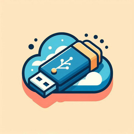 Usb flash drive icon. Cloud storage concept. Vector illustration.のイラスト素材