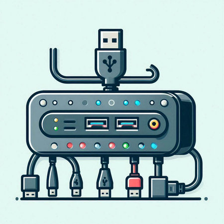 Cartoon illustration of power supply. Power supply concept. Vector illustration.のイラスト素材