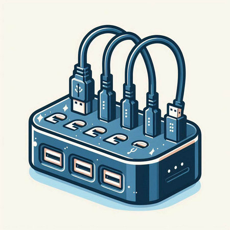 Illustration of a power supply with a plug on a white backgroundのイラスト素材