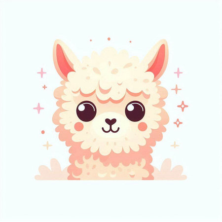 Cute alpaca. Vector illustration in cartoon style on white background.のイラスト素材