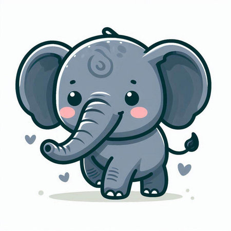 Cute cartoon elephant. Vector illustration isolated on a white background.のイラスト素材