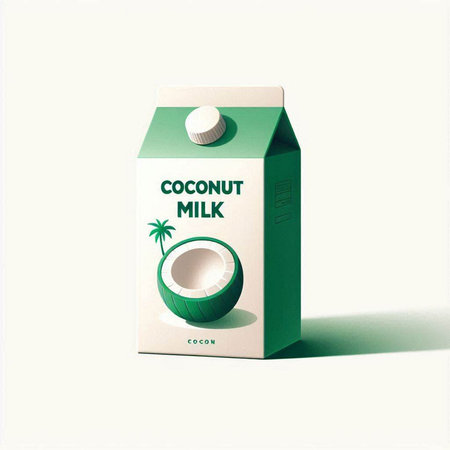 Coconut milk box on white background. 3d illustration.のイラスト素材