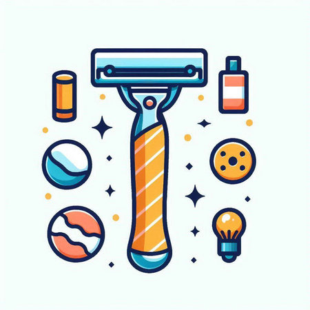 Razor for shaving. Colorful flat vector illustration for web and print.のイラスト素材