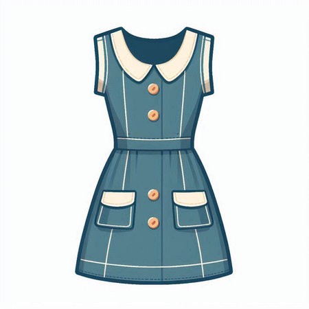 Illustration of a blue dress on a white background, vector illustrationのイラスト素材