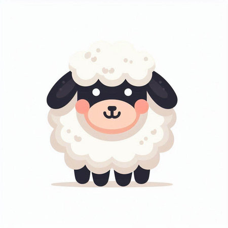 Cute cartoon sheep. Vector illustration isolated on a white background.のイラスト素材