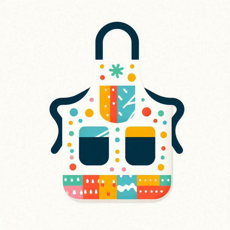 Kitchen apron. Vector illustration of apron with colorful pattern.のイラスト素材