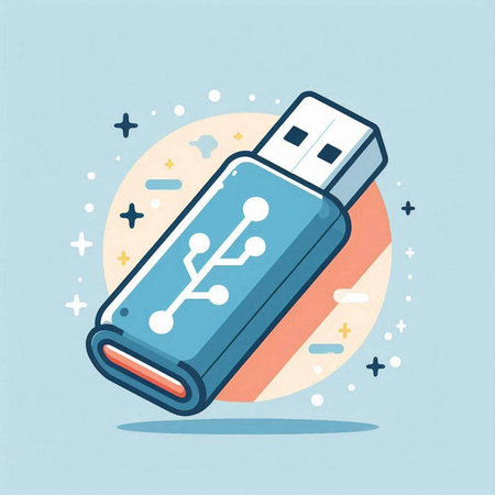 Usb flash drive. Vector illustration in a flat cartoon style.のイラスト素材