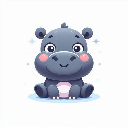 Cute hippopotamus on white background. Vector illustration for your designのイラスト素材