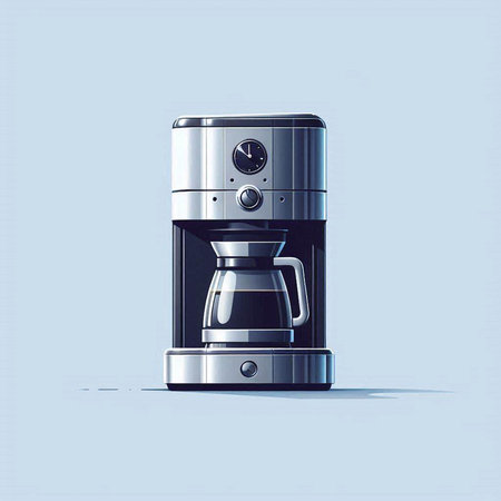Coffee maker. Vector illustration of a coffee maker on a blue background.のイラスト素材