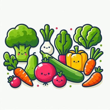Vegetable doodle icon. Cute cartoon vector illustration.のイラスト素材