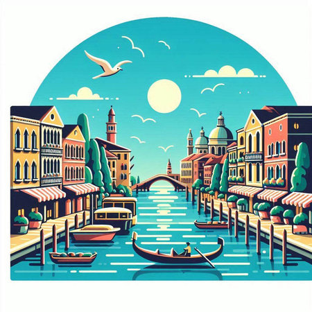 Venice, Italy. Vector illustration of a Venice cityscape.のイラスト素材