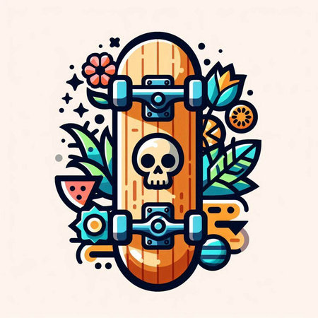 Skateboard vector illustration. Skateboard icon in flat style.のイラスト素材