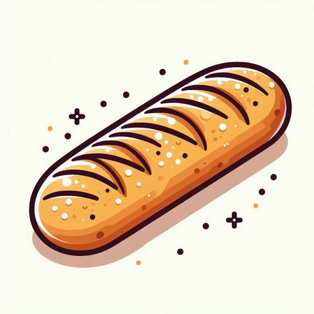Illustration of a loaf of bread on a white background. Vector illustrationのイラスト素材
