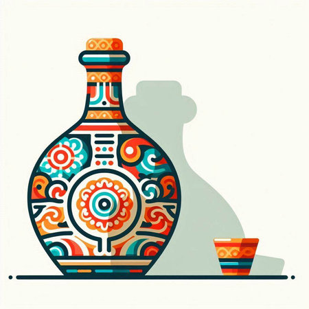 Colorful vector illustration of a vase with a pattern on itのイラスト素材