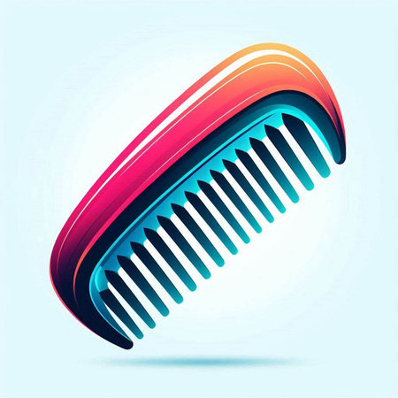 Hair comb icon on blue background. 3d vector illustration.のイラスト素材