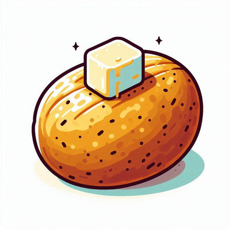 Illustration of a fresh baked loaf of bread. Vector illustration.のイラスト素材
