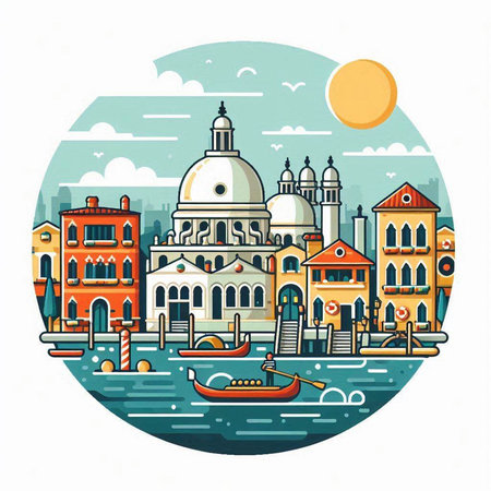 Venice, Italy. Flat style vector illustration. Icon of Venice.のイラスト素材