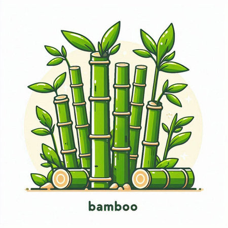 Bamboo icon. Vector illustration isolated on white background. Bamboo plantのイラスト素材