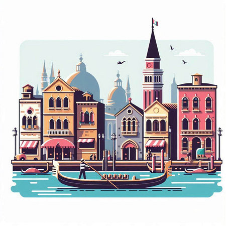 Venice, Italy. Vector illustration. Can be used as backgroundのイラスト素材