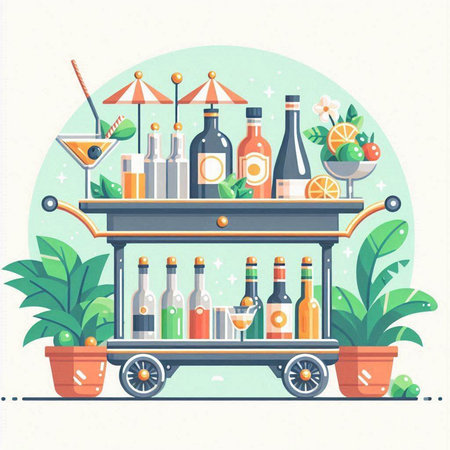 Cocktail bar. Vector illustration in flat style on white background.のイラスト素材