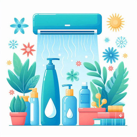 Vector illustration of a shower in a flat style. Vector illustration.のイラスト素材