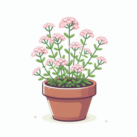 Illustration of a decorative plant in a pot on a white backgroundのイラスト素材