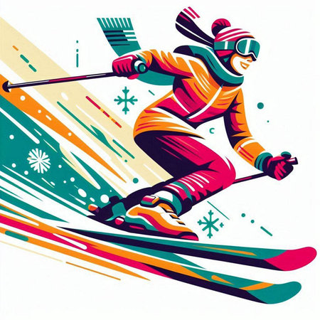 snowboarder on ski slope, vector illustration, epsのイラスト素材