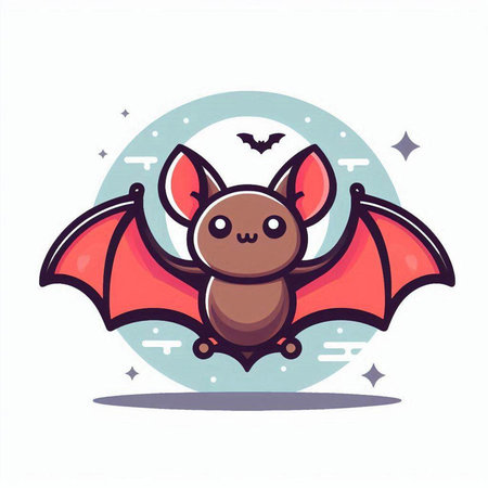 Cute cartoon bat vector illustration. Cute little bat character.のイラスト素材
