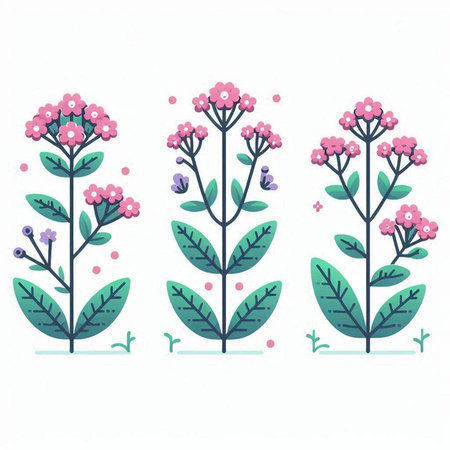 Set of flowers isolated on white background. Hand drawn vector illustration.のイラスト素材