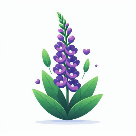Purple lupine flowers on white background. Vector illustration.のイラスト素材