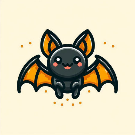 Cute Bat Cartoon Character Vector Icon Illustration. Flat Design Styleのイラスト素材