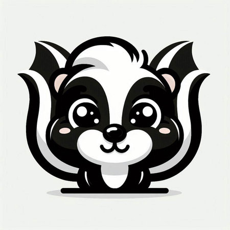 cute cartoon skunk on a gray background. Vector illustration.のイラスト素材