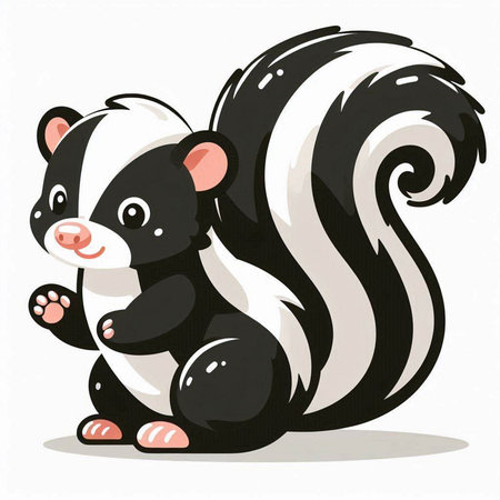 cute little skunk on white background, illustration in vector formatのイラスト素材