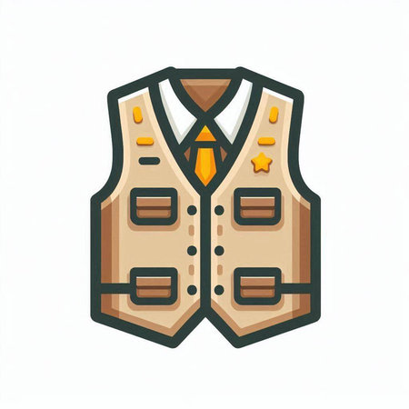 Vintage vest icon in flat style isolated on white background. Vector illustration.のイラスト素材
