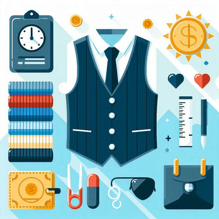 Vector illustration of a set of accessories for a tailor and tailor.のイラスト素材