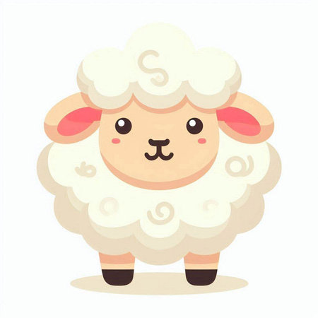 Cute cartoon sheep. Vector illustration isolated on a white background.のイラスト素材