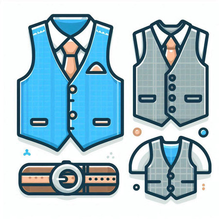 Vector illustration of a male waistcoat, waistcoat and belt.のイラスト素材