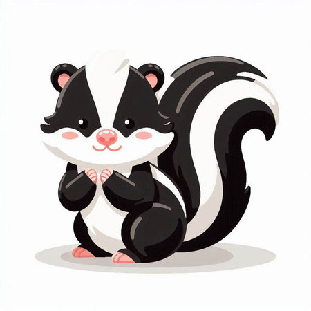 Cute cartoon skunk on a white background. Vector illustration.のイラスト素材