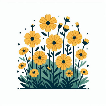 Flower background with yellow chrysanthemum. Vector illustration.のイラスト素材