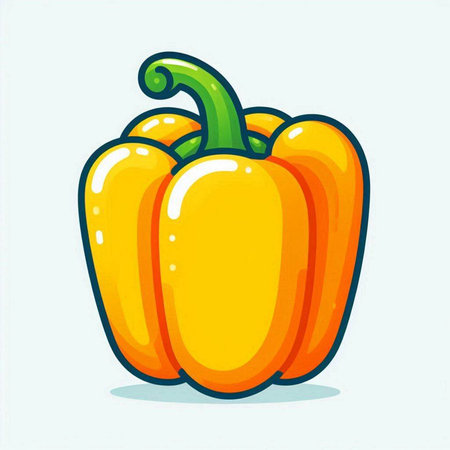 Pepper. Vector illustration of an orange bell pepper isolated on white background.のイラスト素材