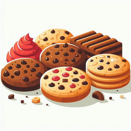 Chocolate chip cookies. Vector illustration of a chocolate chip cookies.のイラスト素材