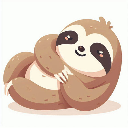 Cute cartoon sloth isolated on a white background. Vector illustration.のイラスト素材