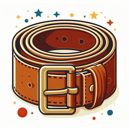 Illustration of brown leather belt on white background. Vector illustration.のイラスト素材