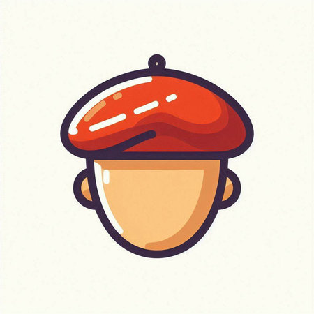 Vector illustration of a man in a beret. Cartoon style.のイラスト素材