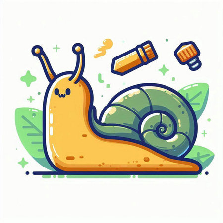 Snail vector illustration. Isolated cute cartoon snail on white background.のイラスト素材