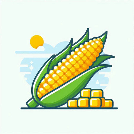 Illustration of a corn on the cob. Vector flat illustration.のイラスト素材