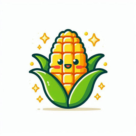 Cute corn character design. Vector illustration isolated on white background.のイラスト素材