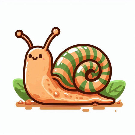 Cartoon snail. Vector illustration. Isolated on white background.のイラスト素材