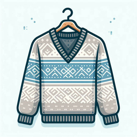 Knitted sweater with a pattern of geometric elements. Vector illustration.のイラスト素材