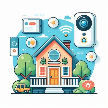 Vector illustration of smart home technology. Smart home concept. Flat style.のイラスト素材